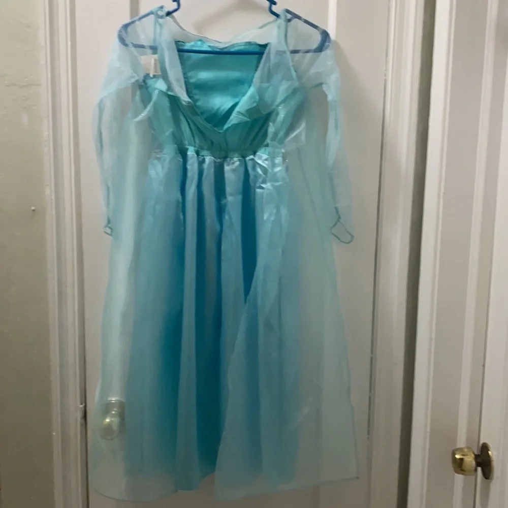 Disney Frozen Elsa Costume Dress Up Gown Icy Blue Princess Size 7/8